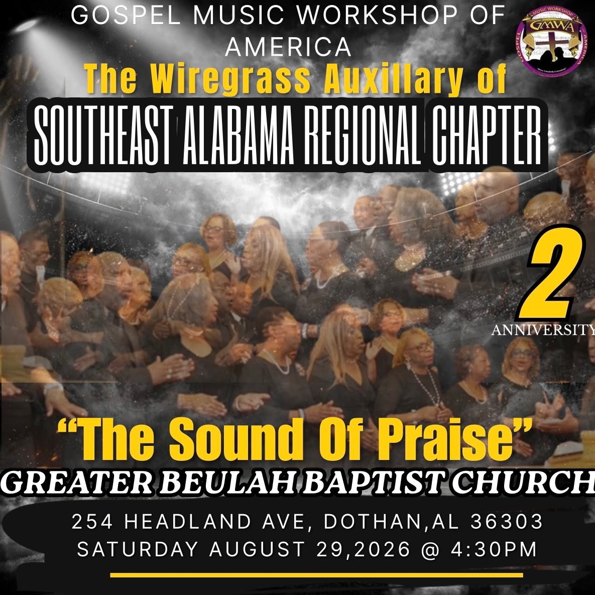 Montgomery Chapter GMWA Choir will be one of their guests on this event. Come and support us as we minister through songs 🎵🎵